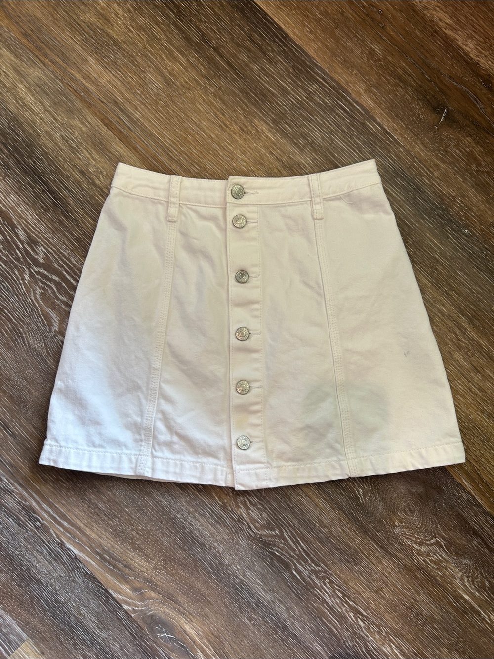 M63 Y2K Abercrombie & Fitch White Button-Front Mini Skirt Size 00